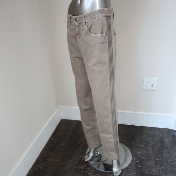 Brunello Cucinelli Jeans Monili Track Khaki Denim Wide Leg Relaxed 31x27 Size 4 - Picture 7 of 11